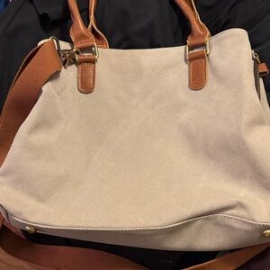 Elegant Cream and Tan Women's Handbag